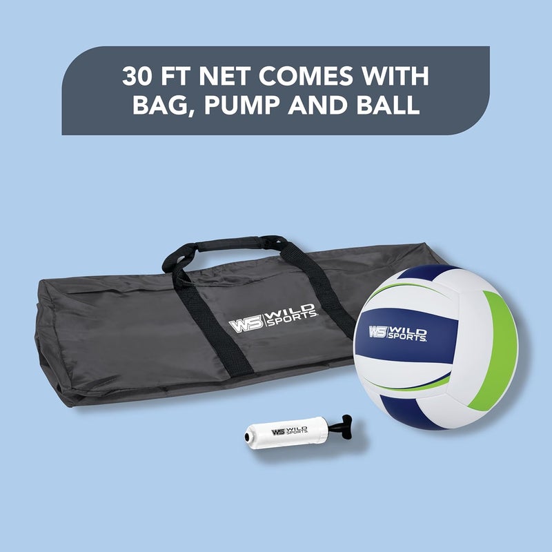 Wild Sports Easy Setup Volleyball-Cane Pole - Complete and Durable Volleyball Set with 30 Ft Net, Volleyball, and Pump - Image 4